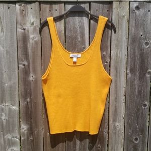 Forever 21+ Mustard Ribbed Tank Top with Scoop Neck